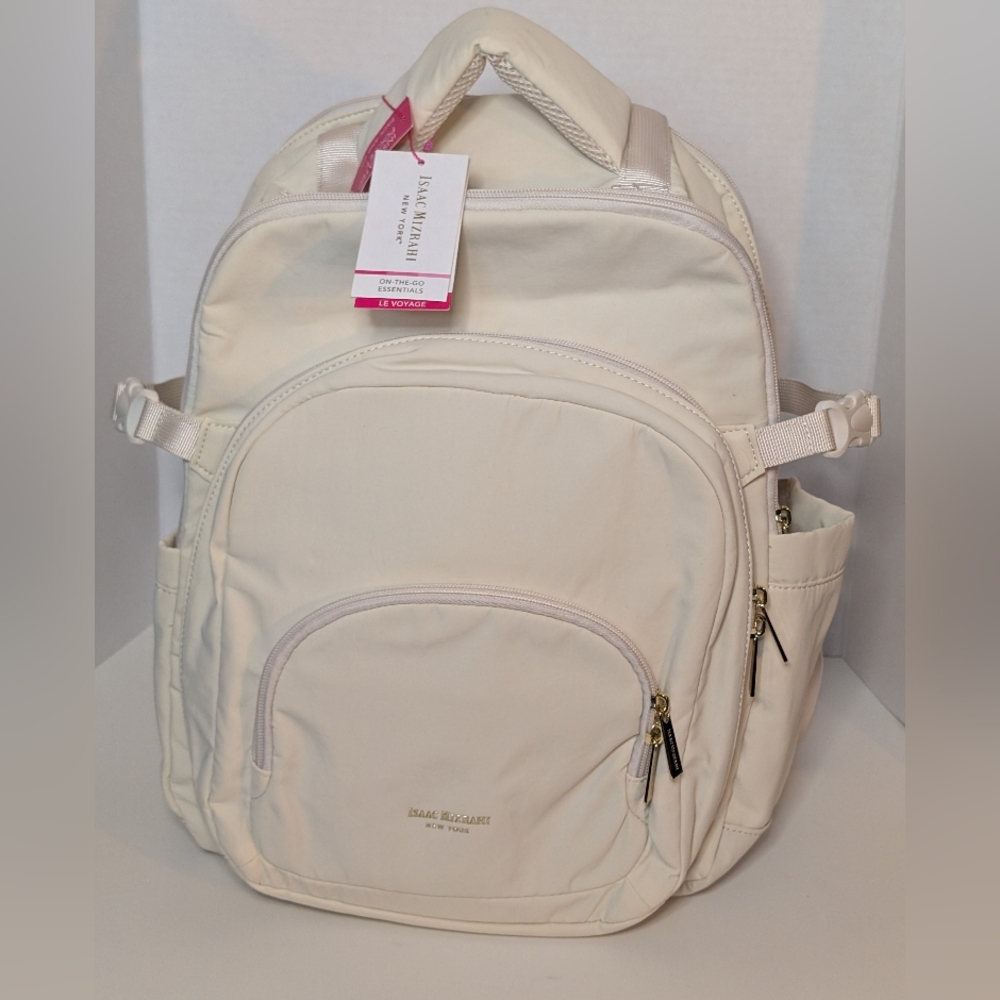 New Viral Ivory White Isaac Mizrahi Travel Essentials Backpack RARE COLOR